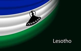 Wave flag of Lesotho on dark background. vector