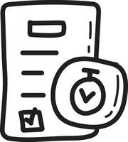 doodle task time icon outline vector