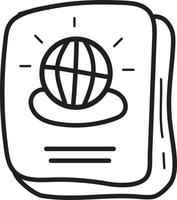 doodle passport icon outline vector