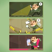 Detective And Their Activities To Uncover Cases Banner Set vector