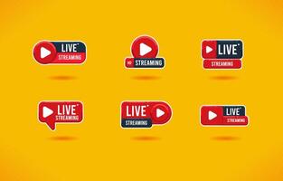 Play Button Streaming Badge Set vector