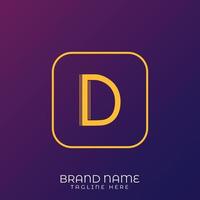 D Letter initial logo template, alphabet with gradient background vector