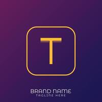 T Letter initial logo template, alphabet with gradient background vector