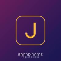 J Letter initial logo template, alphabet with gradient background vector