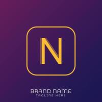 N Letter initial logo template, alphabet with gradient background vector