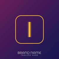 I Letter initial logo template, alphabet with gradient background vector