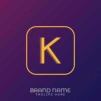 K Letter initial logo template, alphabet with gradient background vector