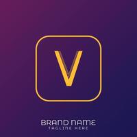 V Letter initial logo template, alphabet with gradient background vector