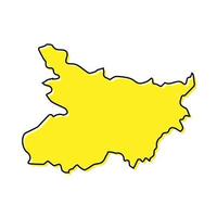 Simple outline map of Bihar is a state of India. vector