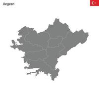 High Quality map Aegean region of Turkey, with borders vector