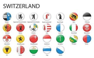 todas banderas de regiones de Suiza modelo para tu diseño vector