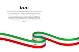 Waving ribbon or banner with flag of Iran vector