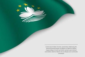 Wave flag of Macau on white background. Banner or ribbon vector