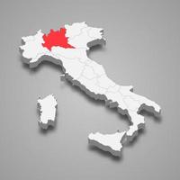 región ubicación dentro Italia 3d mapa modelo para tu diseño vector