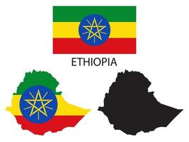 ETHIOPIA flag and map illustration vector