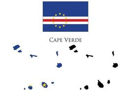 cape verde flag and map illustration vector