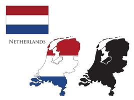 netherlands flag and map illustration vector