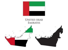 united arab emirates flag and map illustration vector