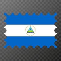 Postage stamp with Nicaragua flag. Vector illustration.