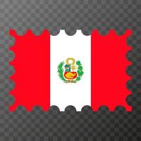 Postage stamp with Peru flag. Vector illustration.