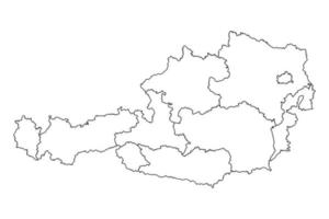 Austria mapa con estados vector ilustración.