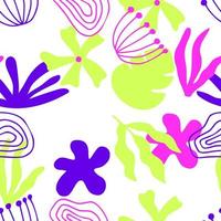 Abstract summer seamless pattern with flowers. Geometry simple floral background vector