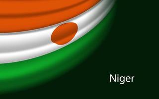 Wave flag of Niger on dark background. vector