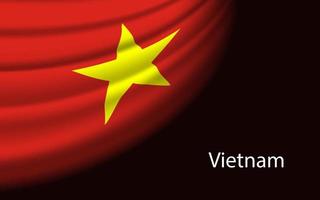 Wave flag of Vietnam on dark background. Banner or ribbon vector