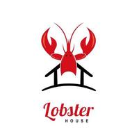 Lobster house logo combination illustration vector flat design template