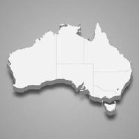 Australian Capital Territory region location within Australia 3d map vector