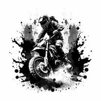 motocicleta negro y blanco ai generado foto