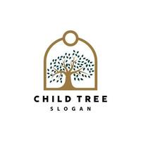 árbol logo, vida equilibrar educación vector, lujoso elegante sencillo árbol diseño, patio de recreo ilustración icono