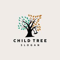 Tree Logo, Life Balance Education Vector, Luxurious Elegant Simple Tree Design, Playground Illustration Icon vector