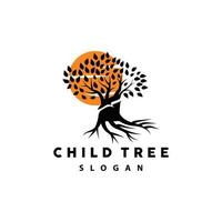 Tree Logo, Life Balance Education Vector, Luxurious Elegant Simple Tree Design, Playground Illustration Icon vector