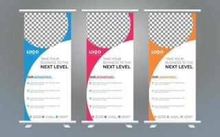 Business Roll Up Set. Standee Design. Banner Template, Abstract Blue Geometric Triangle Background vector, flyer, presentation, leaflet, j-flag, x-stand, x-banner, exhibition display vector