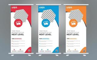 Roll up banner design print template vector