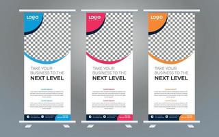 Business Roll Up Set. Standee Design. Banner Template, Abstract Blue Geometric Triangle Background vector, flyer, presentation, leaflet, j-flag, x-stand, x-banner, exhibition display vector