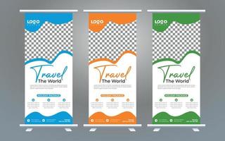 Roll up banner design print template vector