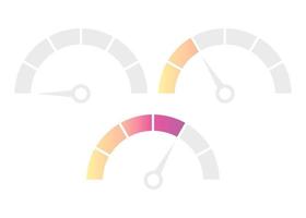 Speedometer, tachometer, indicator icons. Performance measurement. White background. Vector illustration