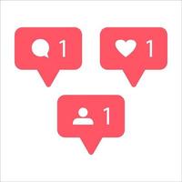 Red heart and speech buttons. Counter in social media on a white background. Vector illustration