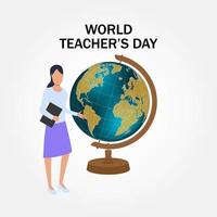 World Teacher's Day. Internatioanl holiday. Greeting card. Vector illustration. EPS 10