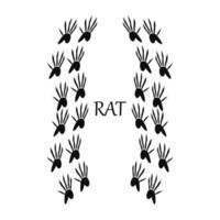 Rat paw print. Footprint silhouette on white background. Vector illustration. EPS 10