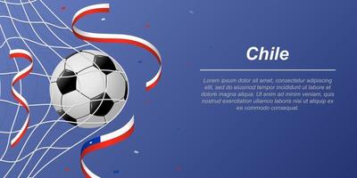 Soccer background with flying ribbons in colors of the flag of Chile vector