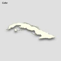 3d isometric map of Cuba isolated with shadow vector