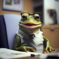 frog businessman illustration photo