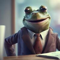 frog businessman illustration photo