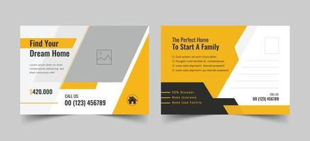 Real Estate Postcard Vector Template Design, business postcard, postcard template For Home Sale