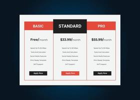 Colorful Pricing Table Design Templates for Websites and Applications, Vector Pricing table, infographic design