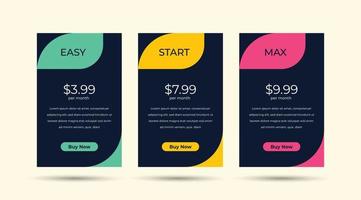 Pricing table design template for websites, Pricing table design, Hosting table banner vector