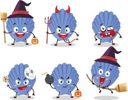 Halloween expression emoticons with cartoon character of blue shell vector